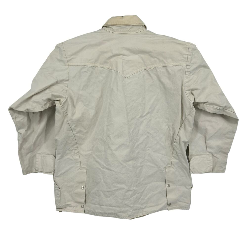 VTG 90s Men's Cream White J. Peterman Collared Canvas Chore Workwear Jacket XL - Picture 10 of 14